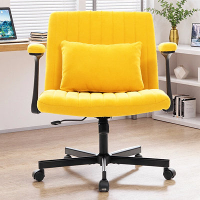 Fauteuil de bureau croisé en velours avec accoudoirs et roulettes - hauteur réglable, pivotement à 360 °, inclinaison 108 ° à 130 °, coussin lombaire - chaise de bureau ergonomique moderne pour le bureau personnel, la méditation, le travail créatif ou la coiffeuse