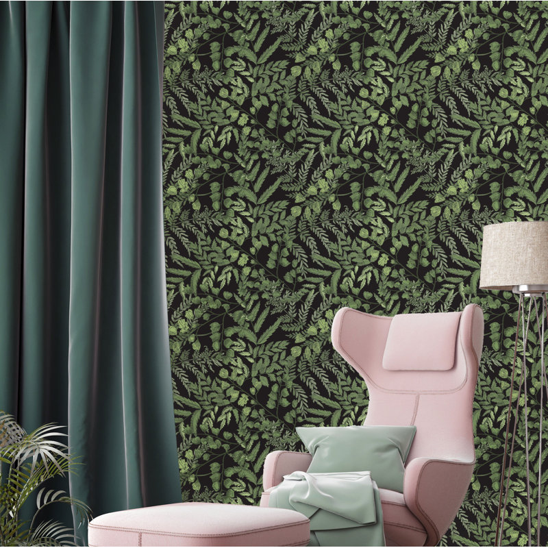 Rouleau de papier peint adhésif Baucom Ferns, L 16,67 po x l 25 po
