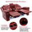 Fauteuil inclinable manuel avec console centrale et bande lumineuse DEL pour salon, rouge, idéal pour le home cinéma.
