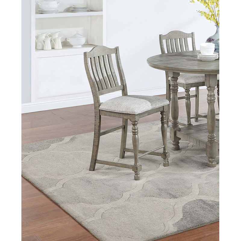 Dining Table 4X High Chairs 5Pcs Counter Height Dining Set Plush Upholstered Fabric Seat Contemporary Style