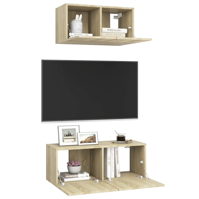 Ginneh TV Stand for TVs up to 88", 80 x 30 x 30 cm - 60 x 30 x 30 cm, Sonoma Oak