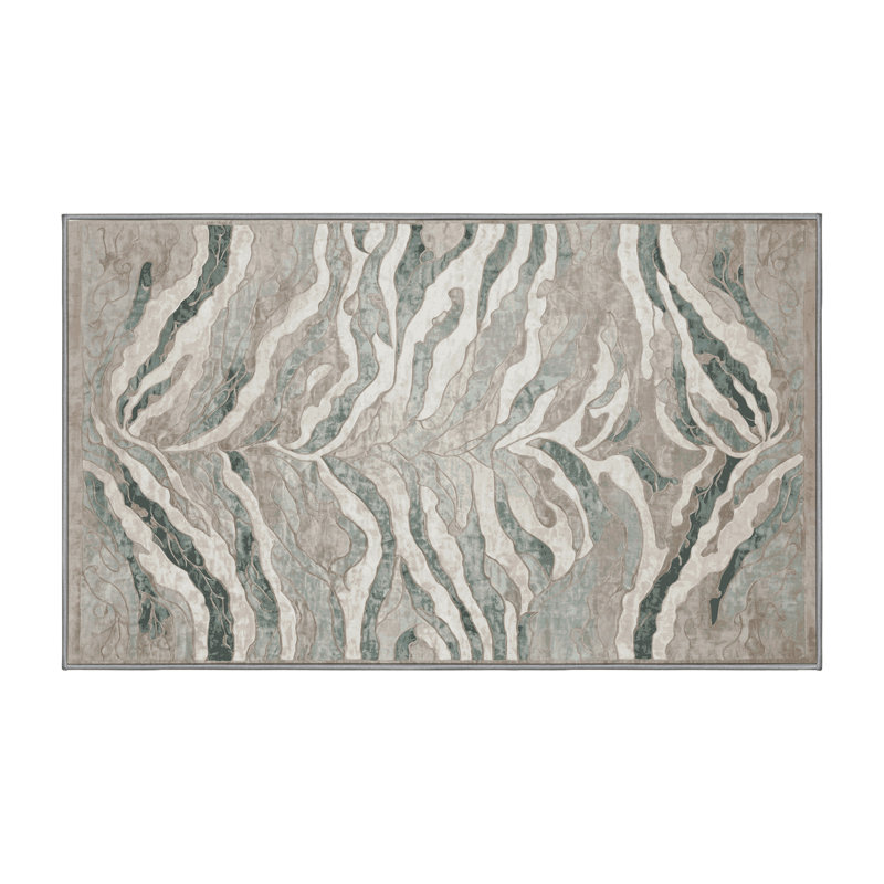 Tapis gris lavable à la machine, Rectangle 7 pi x 9 pi