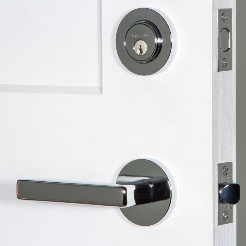 Circolo Lusso Entry Lever Set with Single Cylinder Deadbolt, Left, 2.75", Bright Chrome