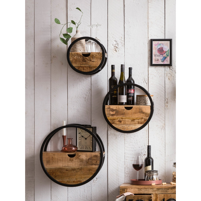 Circle Floating Shelf, 50cm H x 50cm W x 20cm D, Brown