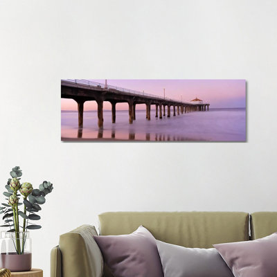 Low Angle View Of A Pier, Manhattan Beach Pier, Manhattan Beach, Los Angeles County, California, USA #3 by Panoramic Images - Wrapped Canvas Panoramic Print