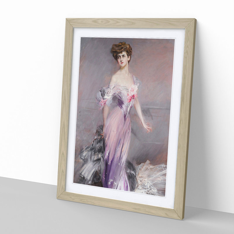 Portrait of Mrs Howard-Johnstone by Giovanni Boldini - Picture Frame Painting, 65cm H x 48cm W x 2cm D, Oak Framed
