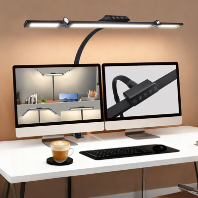 Lampe de bureau à DEL avec pince Sunway, lampe de bureau architecte avec télécommande, barre réglable à 4 segments, 1 800 lm lumineux, lampe de bureau attrayante pour le bureau personnel, la lecture, le bureau, les deux moniteurs, l'établi