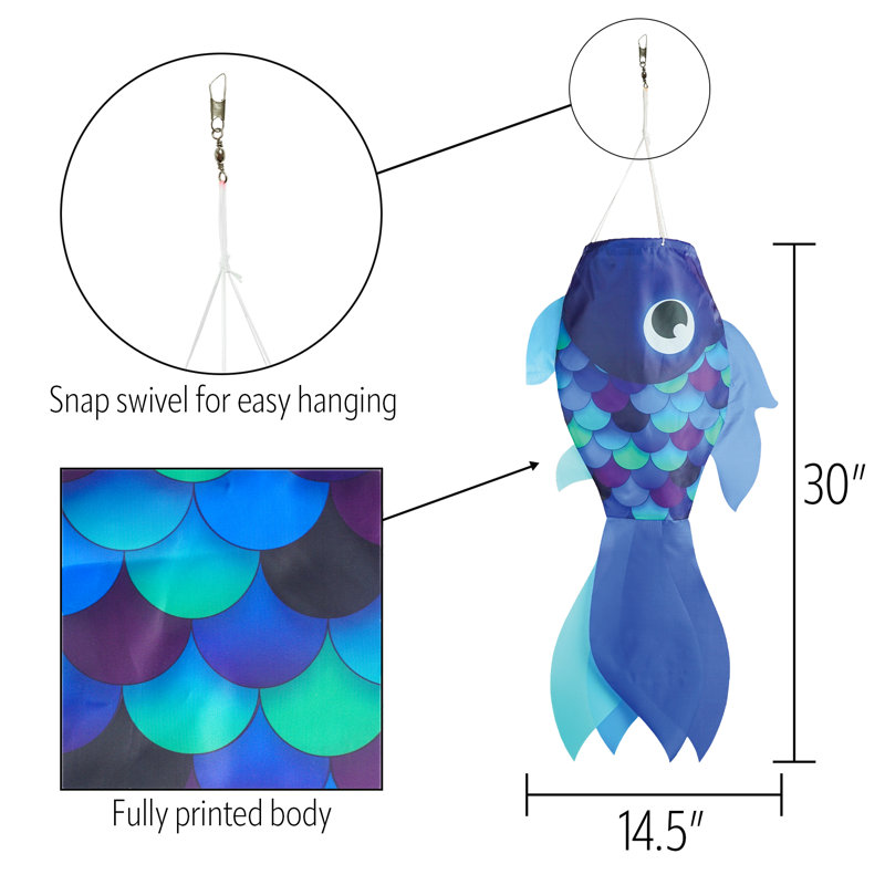 30" Damsel Fish Windsock, Blue