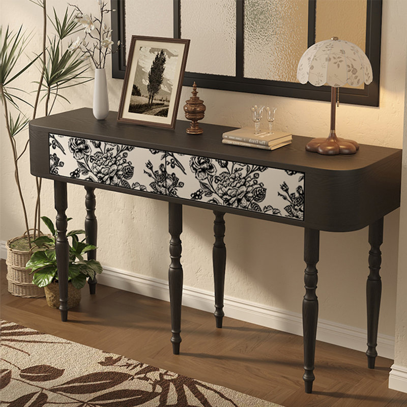 Console rétro avec 2 tiroirs, H 31,5 po x l 62,99 po x P 15,75 po
