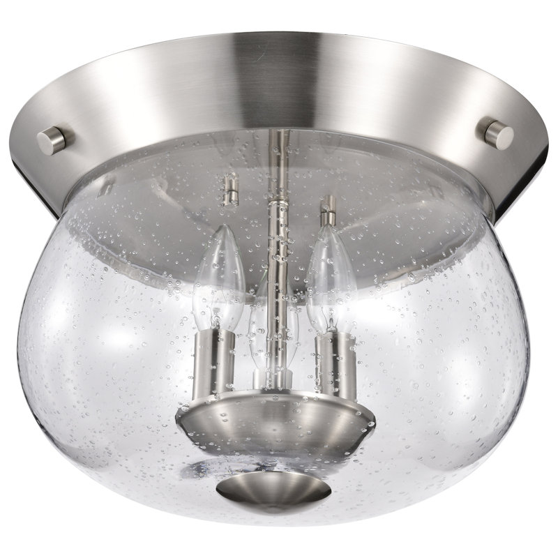 Plafonnier encastré en verre Marelys, Nickel brossé