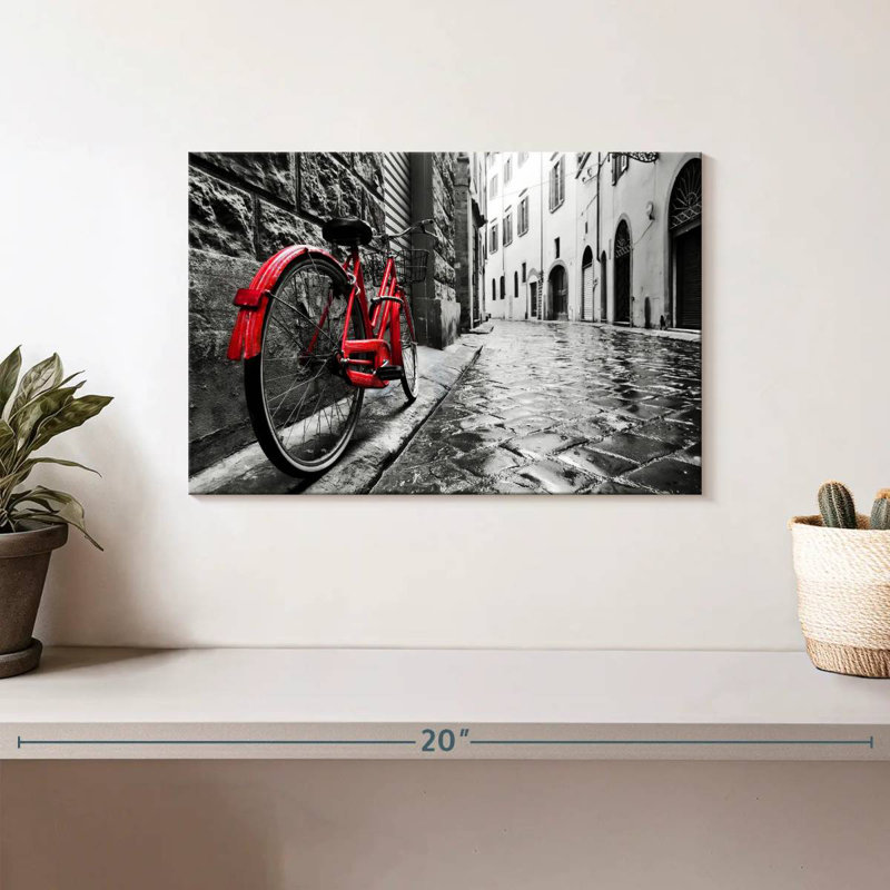 Rouge bicyclette, H 8 po x l 12 po