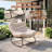 Patikuin Reinforced Steel Patio Rocking Chair, Weather-Resistant Rattan with UV-Proof Cushion, 450 Lbs Capacity, Yellow Rattan & Gray Cushion, Outdoor/Indoor Rocker for Porch, Garden, Living Room, Arc Foot-964345626