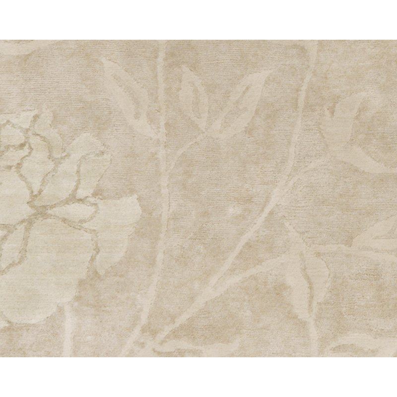 Peony Floral Area Rug in Beige/Neutral/Taupe, Rectangle 3' x 5'