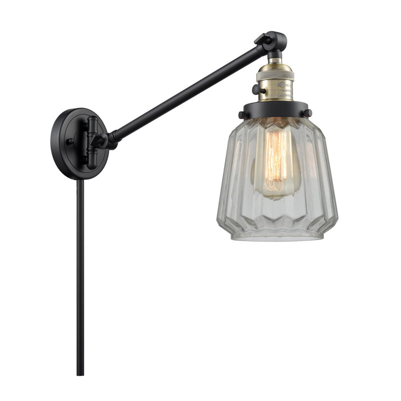 Lampe murale avec bras pivotant 1 lumière Vinson, Transparent, Ampoule incandescente rétro à intensité réglab
