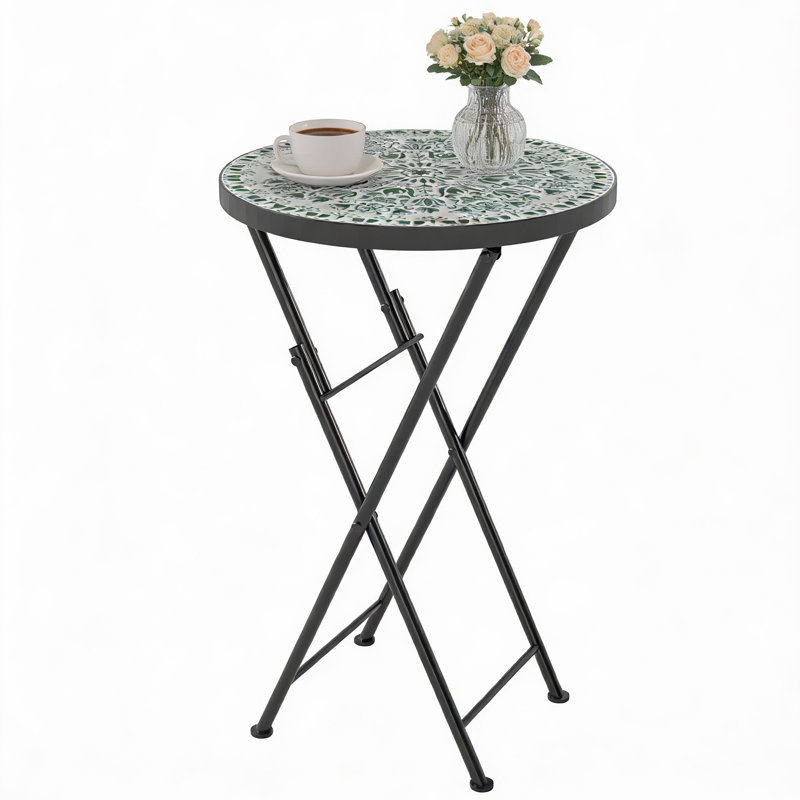 Round Metal Folding Outdoor Side Table , 35.5cm cm W 35.5cm cm D