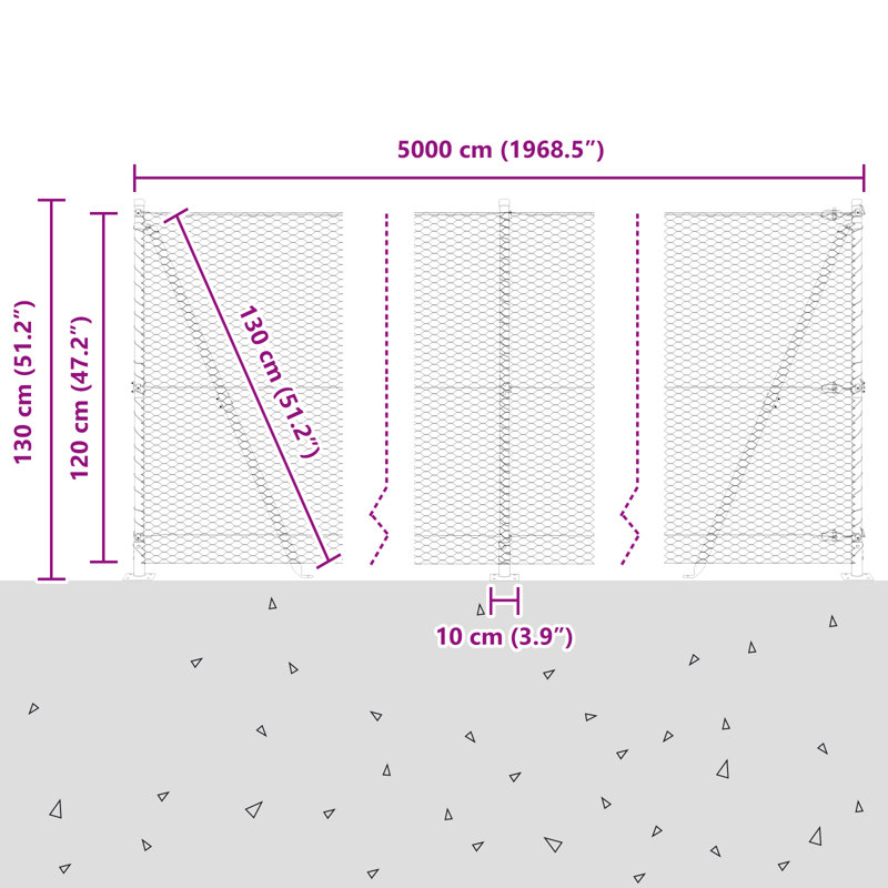 Hexagon Fence Steel, 120cm H x 5000cm W, Green