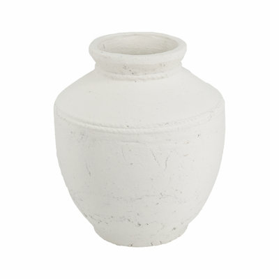 Round Terracotta Vase with Natural White Finish