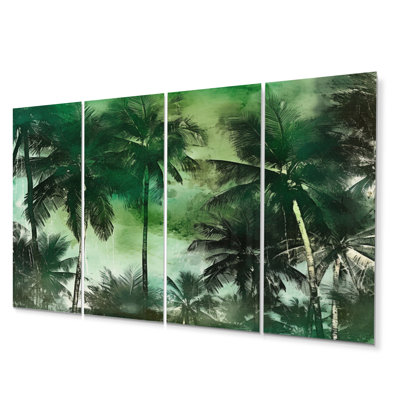 Monochrome Palm Tree Paradise I Plants & Flowers Wall Decor on Metal