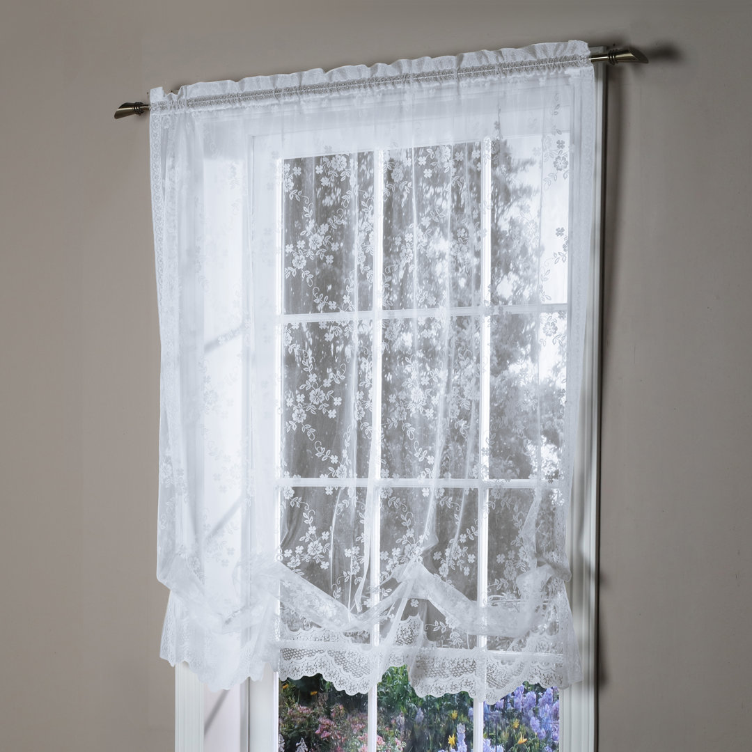Valmer Floral Sheer Rod Pocket Single Curtain Panel August Grove® Curtain 