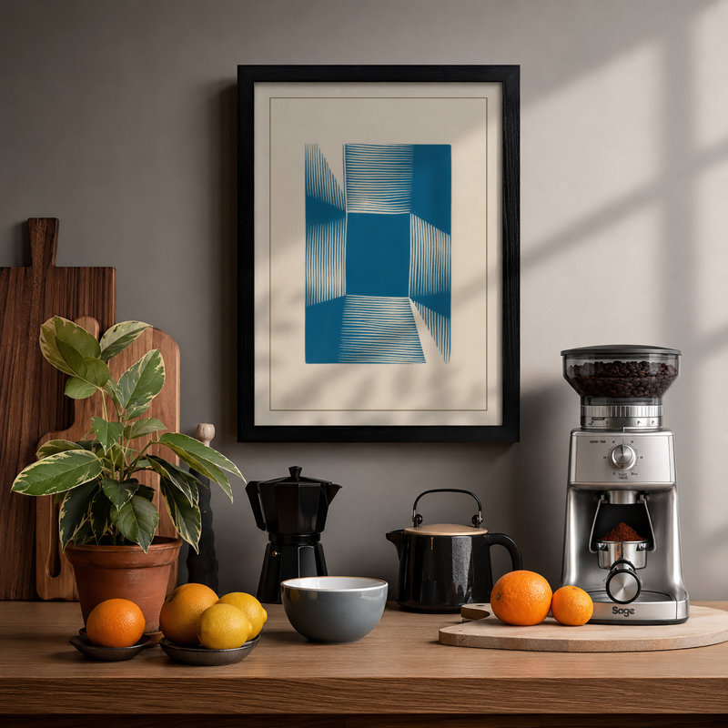 Void and Lines Minimalist - Framed Print, Walnut, A3 - 42.0 x 29.7 cm