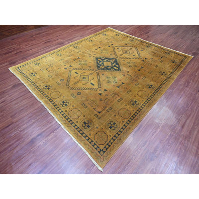 8'x9'5" Brown Overdyed Kazak Medallions Design Hand Knotted 100% Wool Rug 18F7A4655A564DBD8F3C8BE753F668E4