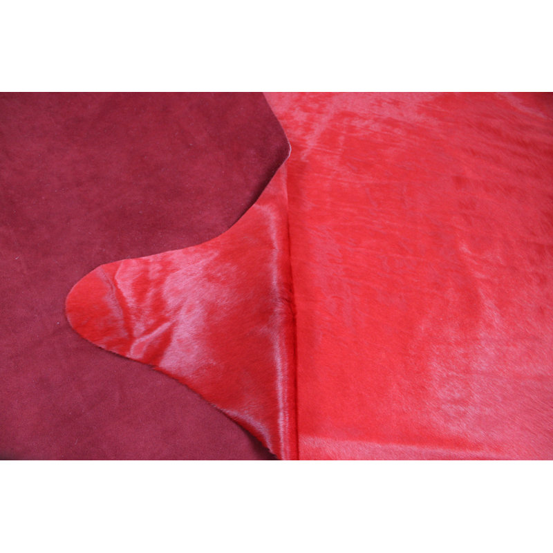 Cowhide Rug Dyed Red