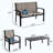 4-Piece Patio Bistro Set – Outdoor Conversation Set with Loveseat, 2 Chairs & Glass Table – All-Weather Textilene Fabric & Steel Frame Furniture for Backyard, Poolside, Porch - Light Brown-1715968103