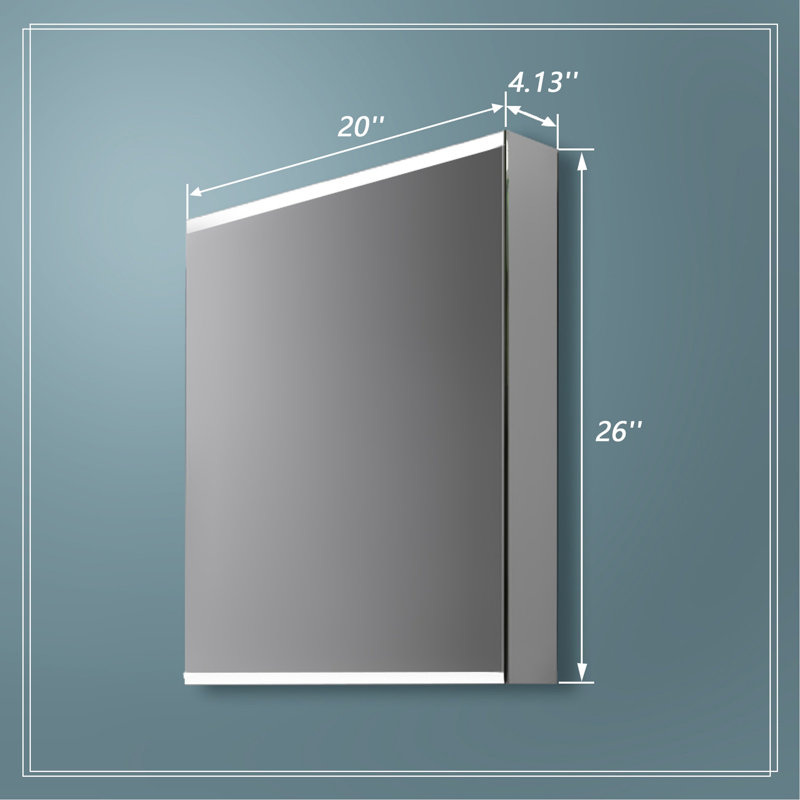 Armoire à pharmacie / miroir de salle de bain éclairée à DEL 20 po x 26 po avec interrupteur à capteur de mouvement