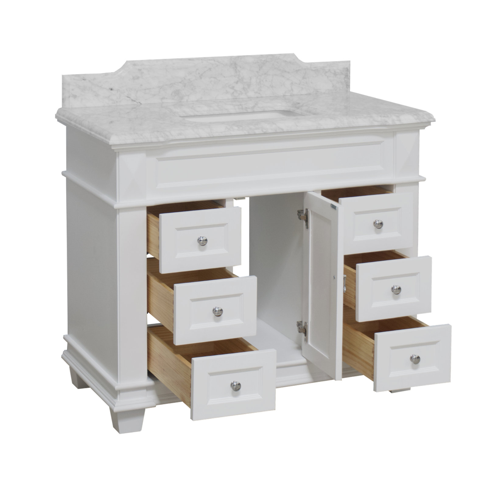 42'' Single Bathroom Vanity, White, Carrara Marble