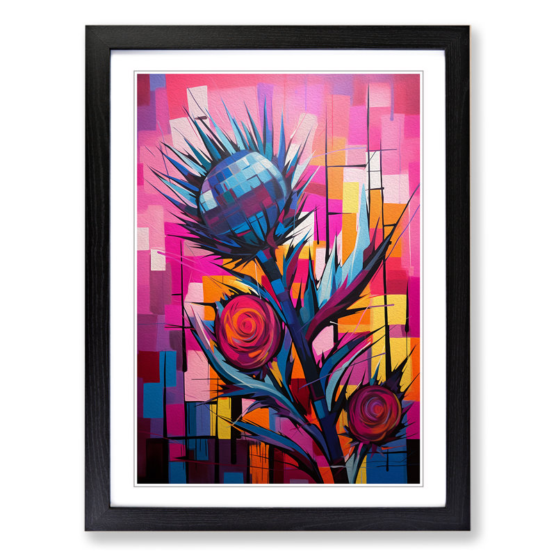 Thistle Constructivism - Single Picture Frame Print on Wood, Black Framed, 34cm H x 25cm W