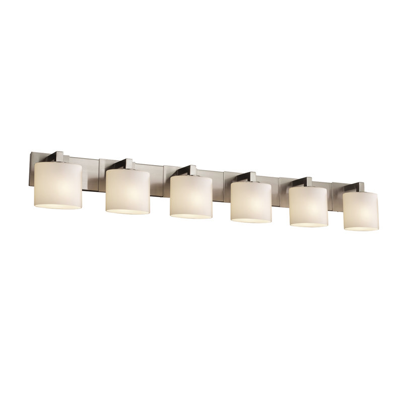 Éclairage pour meuble-lavabo 6 lumières Casson, Nickel brossé, Verre mercuré