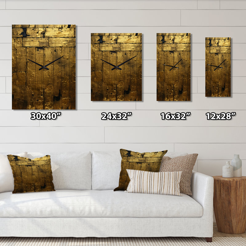 Golden Passage Of Time - Horloge murale géométrique moderne surdimensionnée, H 40 po x l 30 po x P 1 po