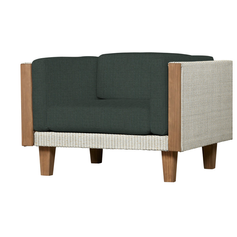 Catalina Outdoor Teak Lounge Chair, Loveboat Saffron, Antique White