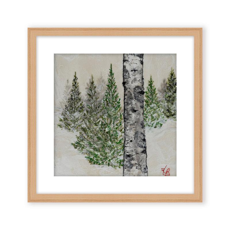 Nature Inspired "Wintered Pines" Canvas Wall Art By , 12" H x 12" W, Framed Canvas, Brown