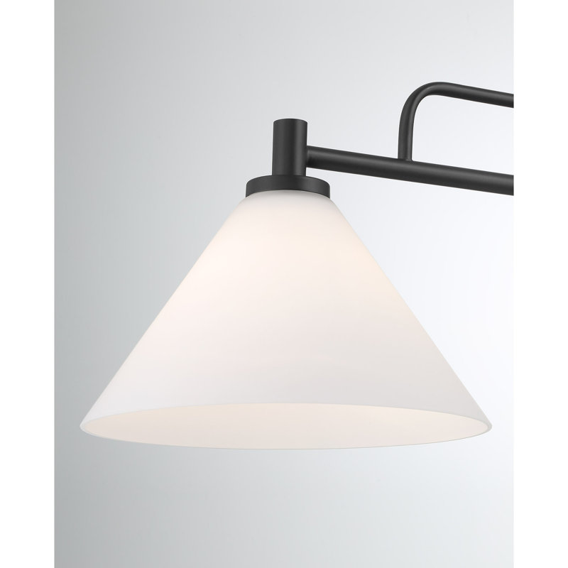 2-Light Chandelier in Natural Brass, Matte Black