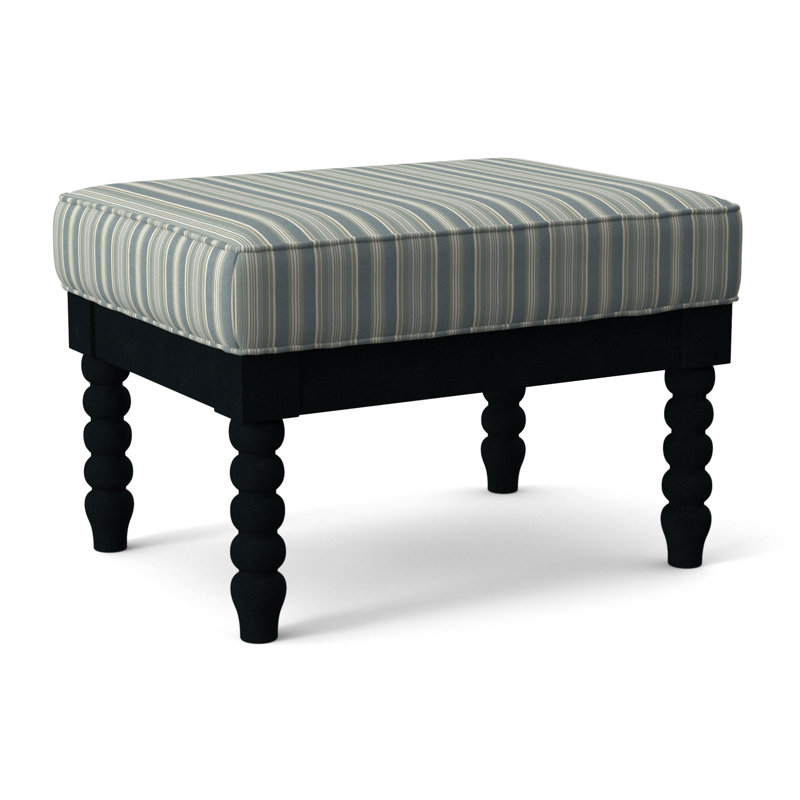 Repose-pieds Louisa, Finition noire, Rayures vertes et bleues 0252-54