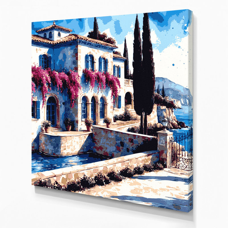 Art mural sur toile gris côtier de luxe méditerranéen, H 32 po x l 32 po