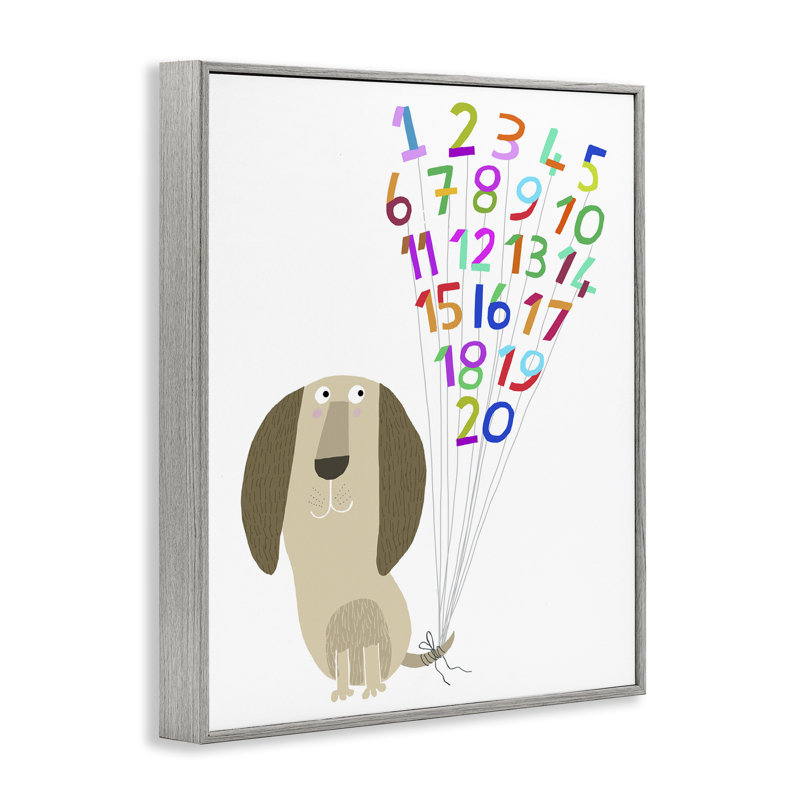 «Dog & Number Ballons», art de la giclée encadrée par Carla Daly, Estampe numérique Farmhouse, H 14 po x l 11 po