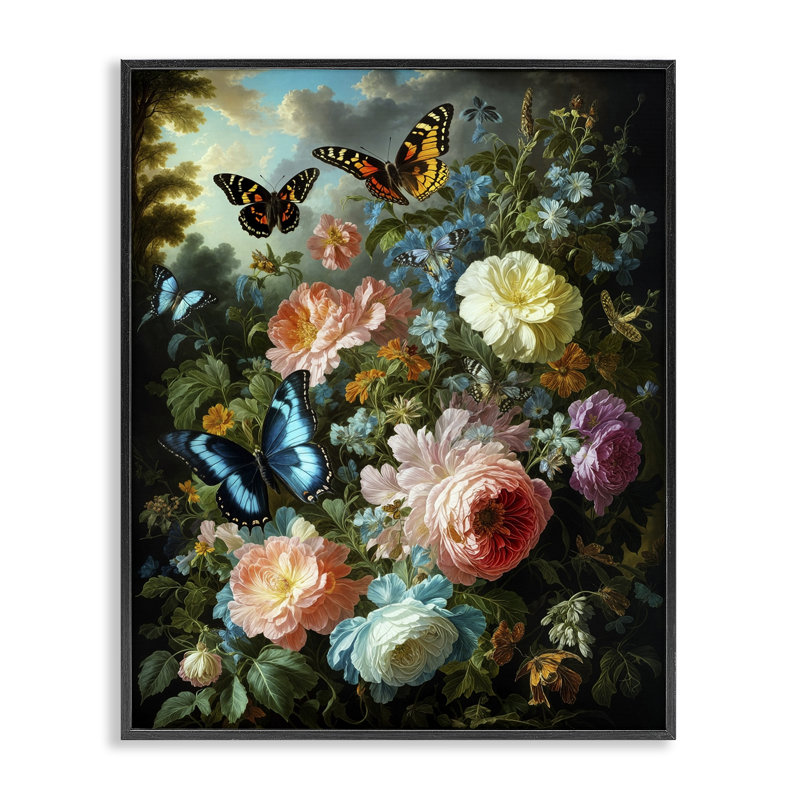 «Blooming Roses & Monarch Butterflies», estampe numérique, conception de Tabz Jones, H 14 po x l 11 po