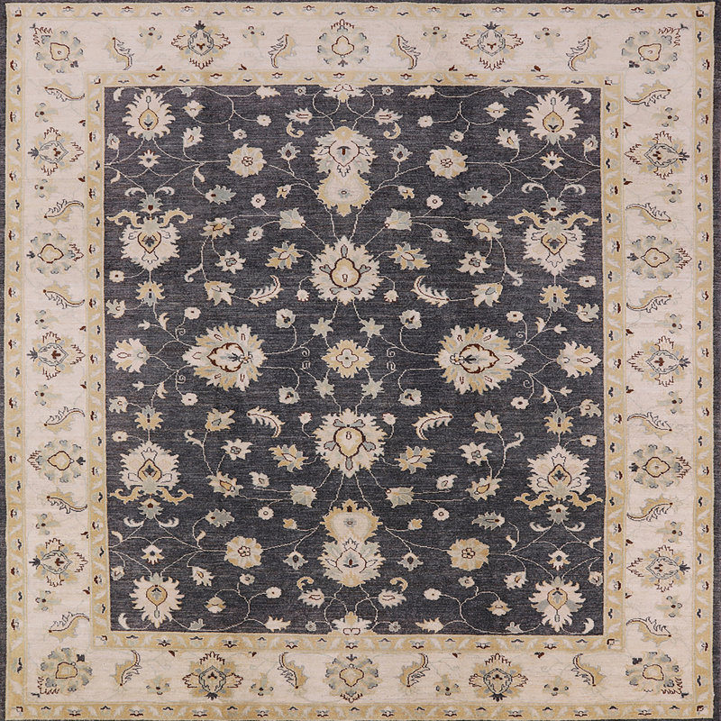 Tapis oriental noir / beige Nicolaus, Carré 4 pi