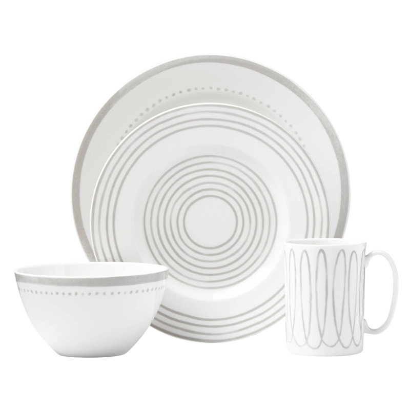 Charlotte Street Porcelain Dinnerware Set, Gray