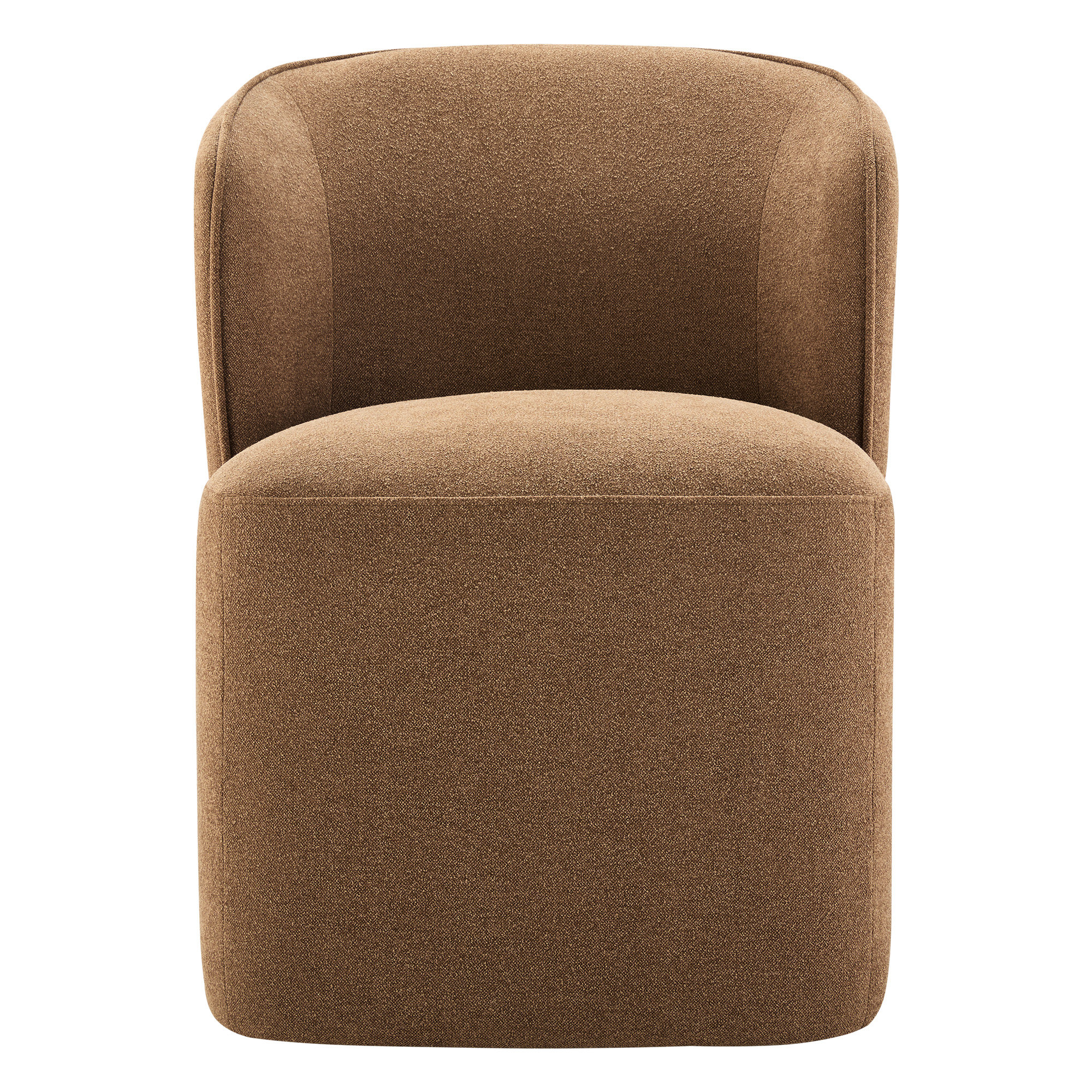Niha Upholstered Dining Chair with Casters, Elite Camel