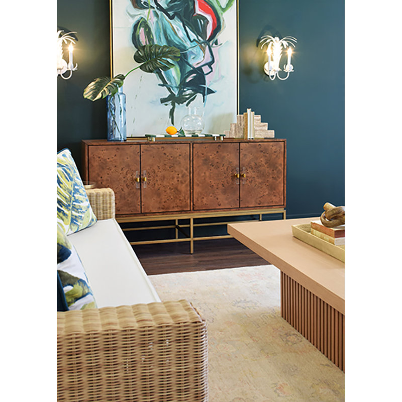 Ariel 60'' W Buffet, Antique Brass/Cerused Oak