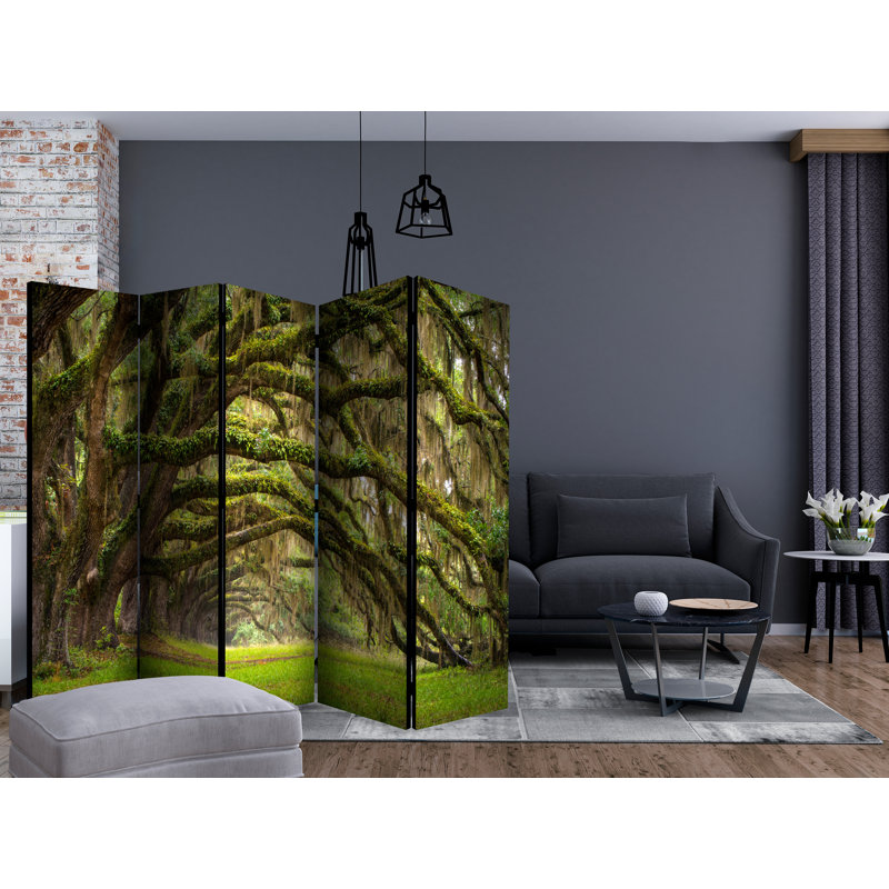 Cantrell 225cm W x 172cm H 5 - Panel Solid Wood Folding Room Divider