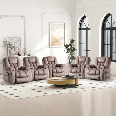 40.9"Wide Modern Heated Recliner with Cup Holder, Pocket Storage, and Plug-In USB Port