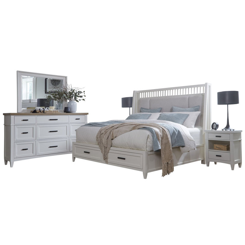 Bankhead Shelter Bed With 2 Nightstands And Dresser With Mirror, King, 5 Pcs: Bed, 2 Nightstands, Dresser, Mirror