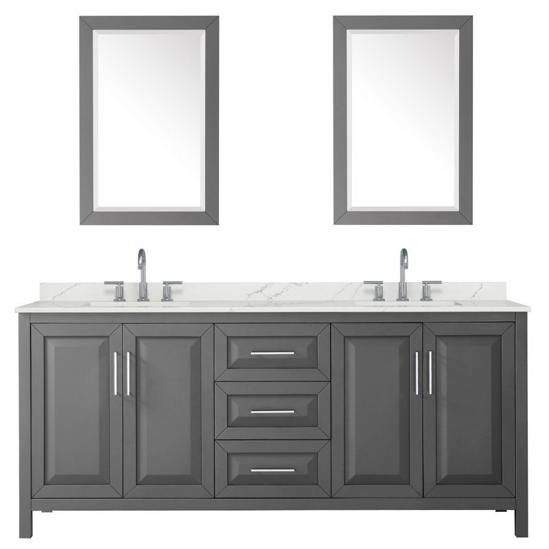 Daria 80'' W Vanity, Polished Chrome, Gray, Giotto Quartz