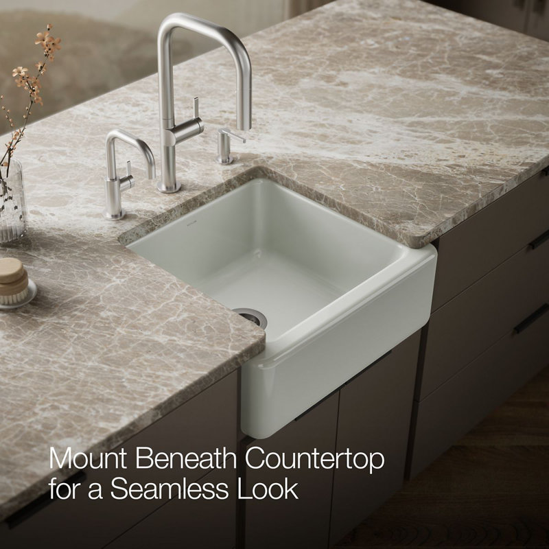 Whitehaven® Self-Trimming 23.5"L x 21.5625"W Farmhouse Kitchen Sink, Sea Salt