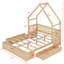 Lit plateforme grand en bois avec tête de lit garde-corps, 2 tiroirs et toit-656854543
