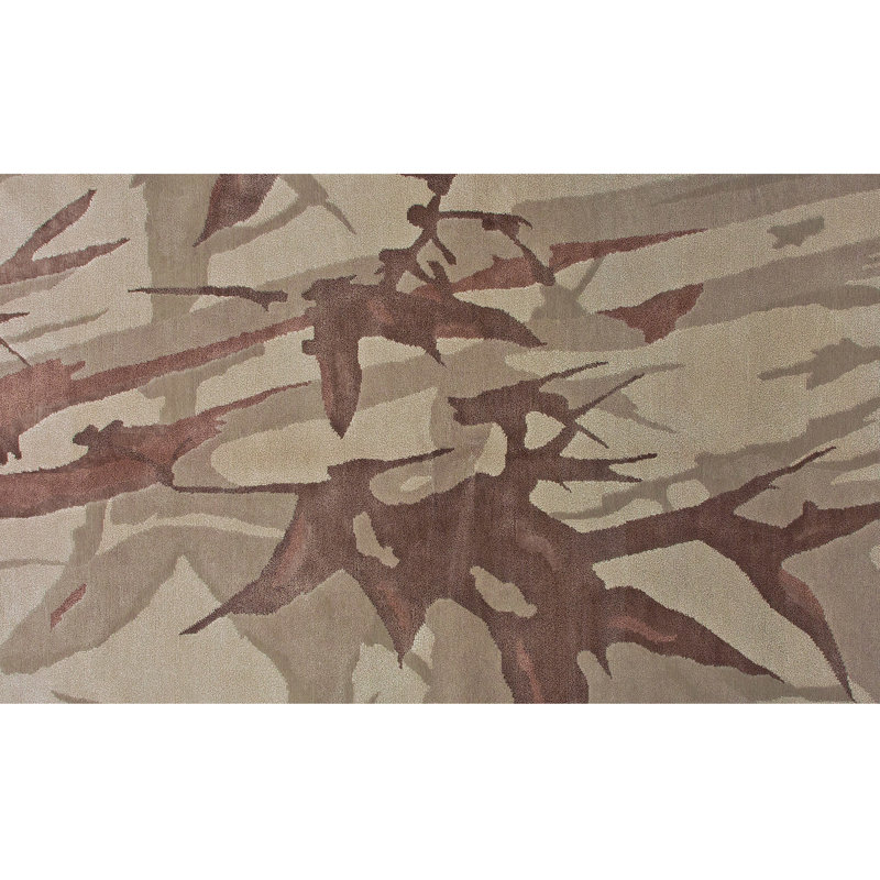Abstract Area Rug in Brown/Beige, Rectangle 6' x 9'